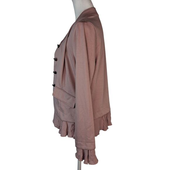 Dusty Rose Pink Fashion Jacket Ruffles Feminine Romantic Girly Military Style - Picture 2 of 9